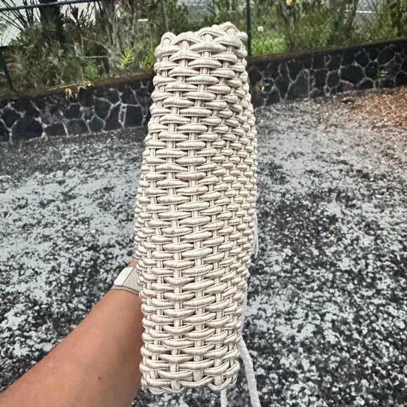 Jay Herbert by Sharif Woven Leather Crossbody Bag with Tassel – Beige/Ivory - Picture 9 of 15